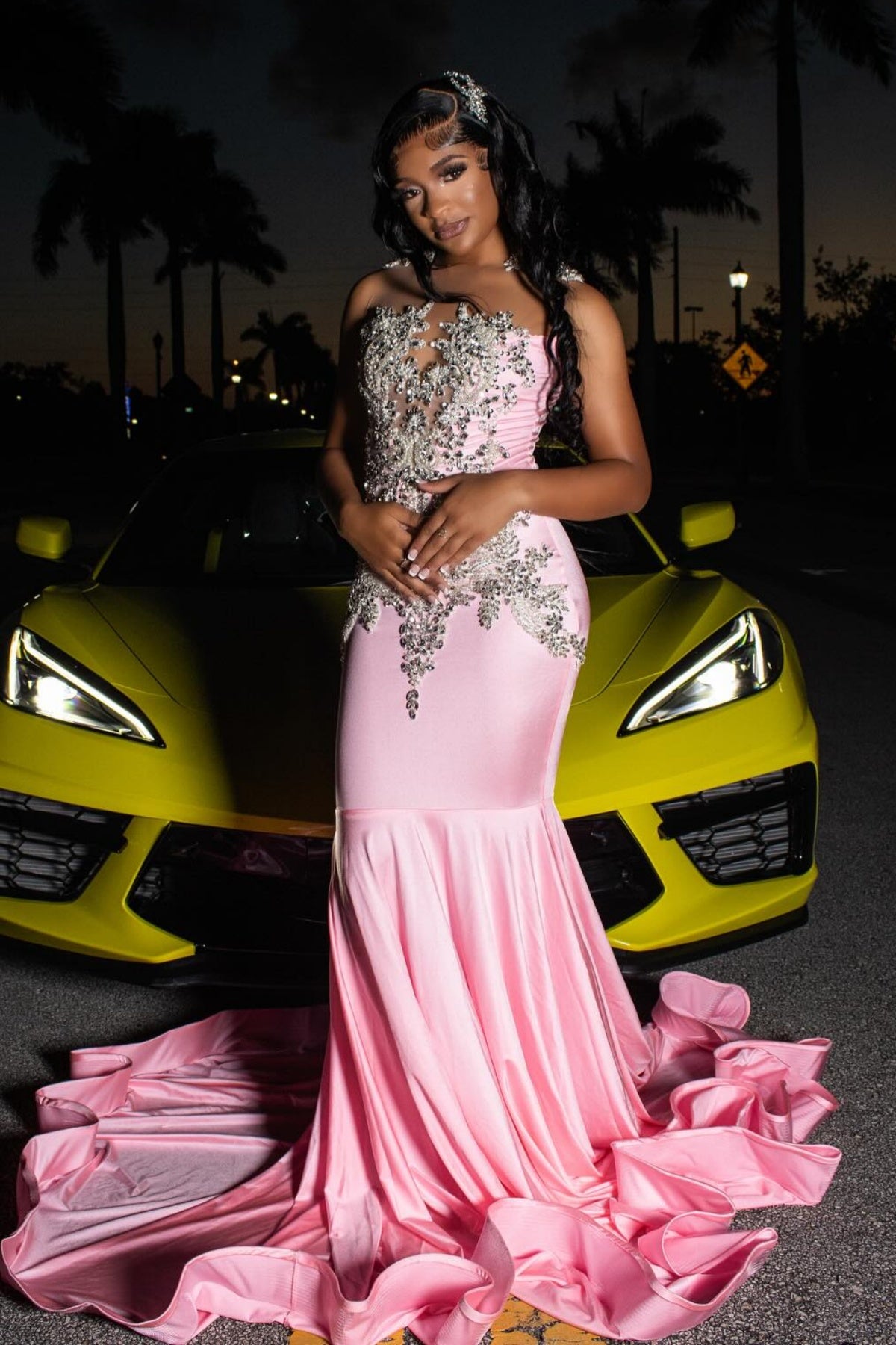 Lovely Pink Jewel Beadings Mermaid Prom Dresses