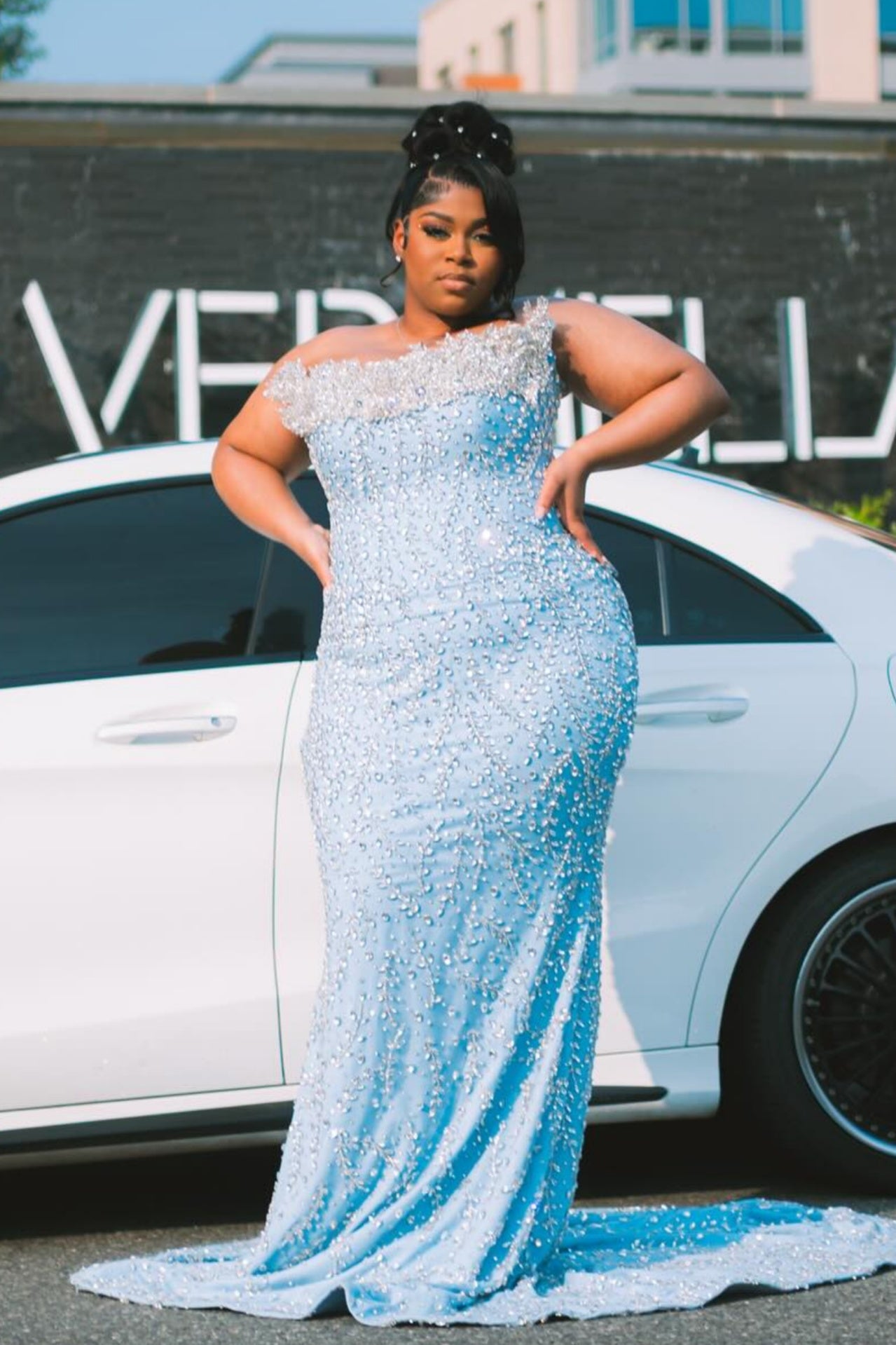 Wonderful Blue Strapless Beadings Mermaid Plus Size Prom Dresses