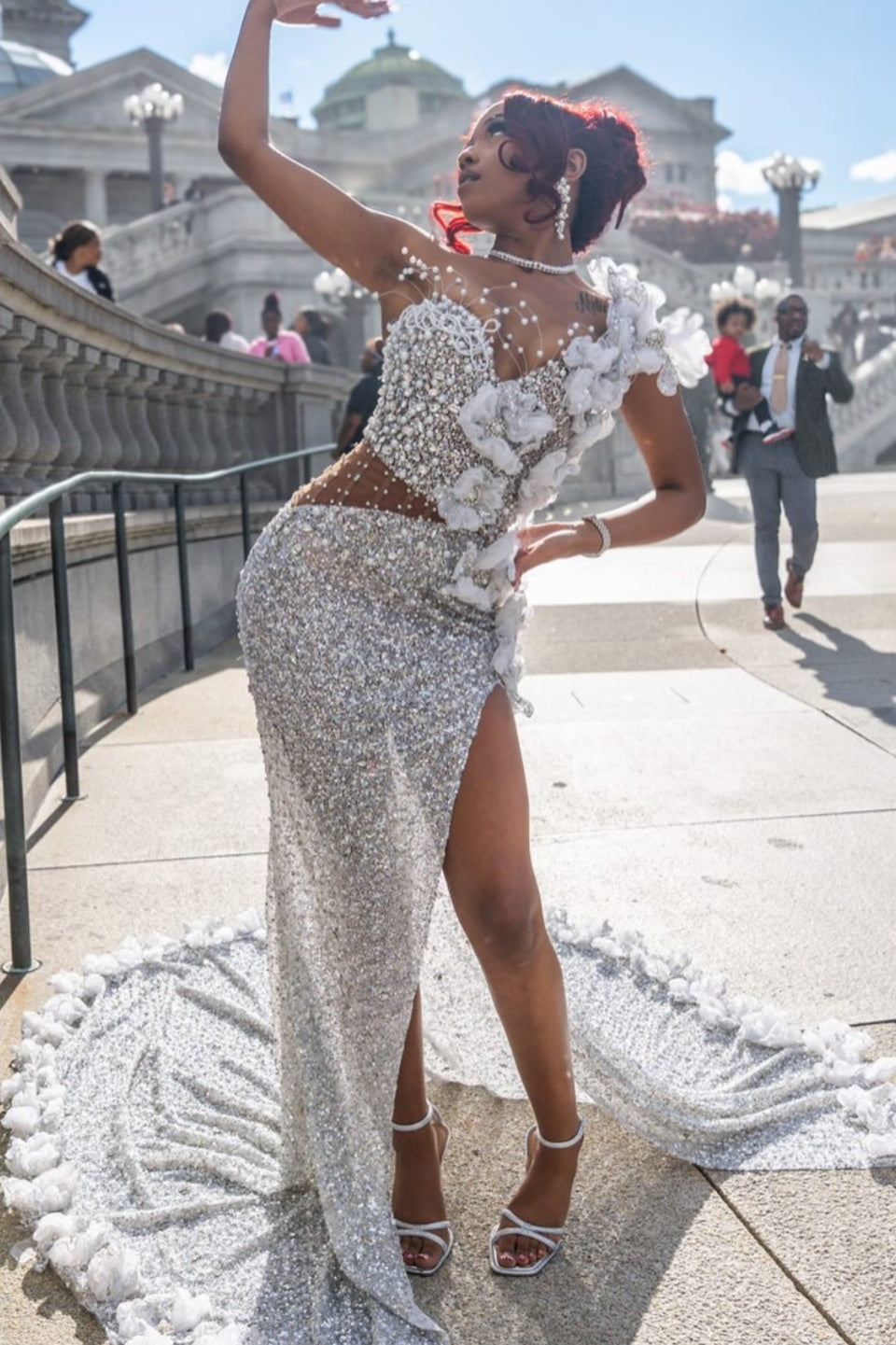 Exquisite Silver Sweetheart Mermaid Beadings Sequins Prom Dresses