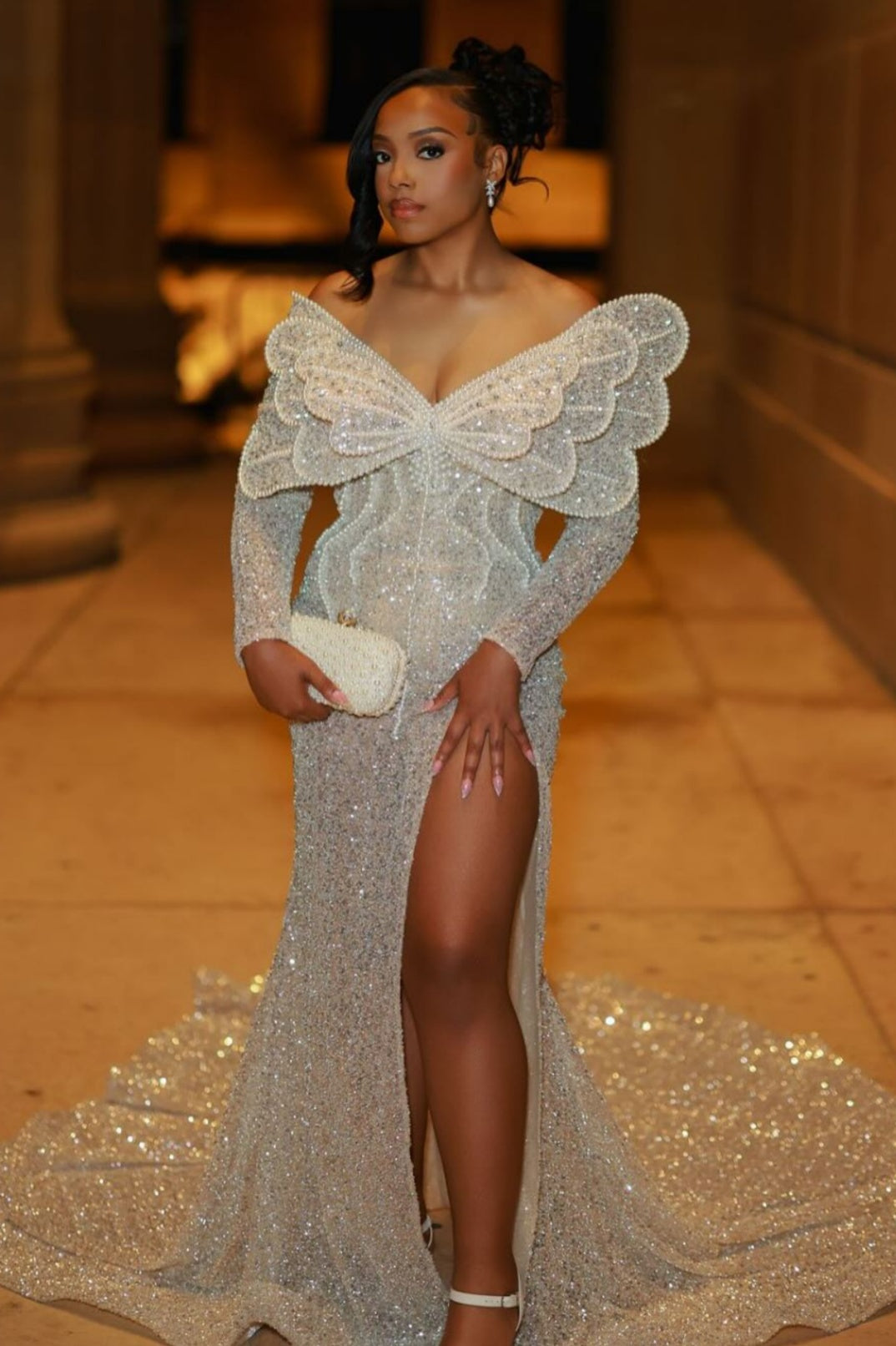 Sexy Sweetheart High Split Mermaid Sequins Prom Dresses With Beadings