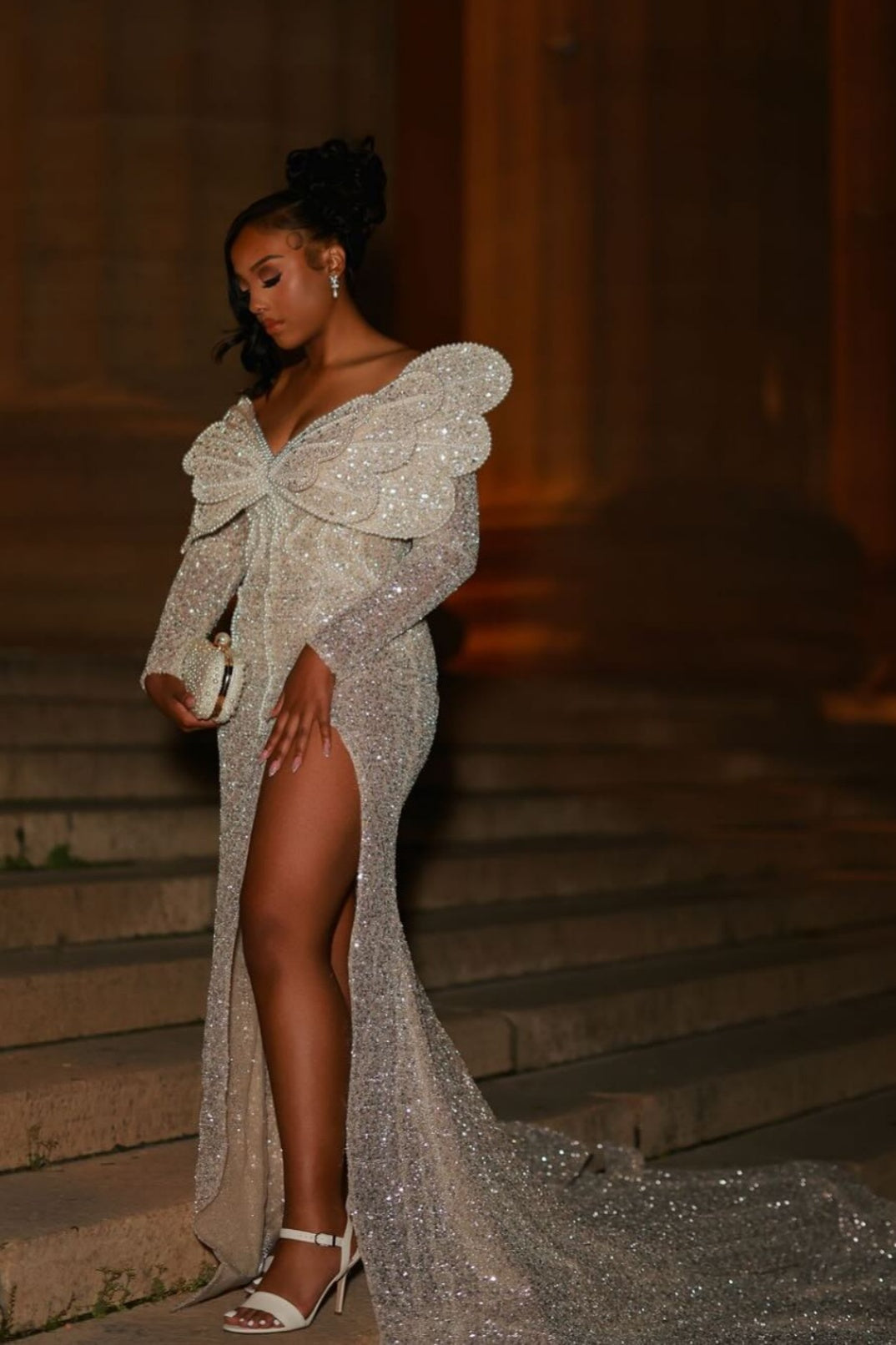 Sexy Sweetheart High Split Mermaid Sequins Prom Dresses With Beadings