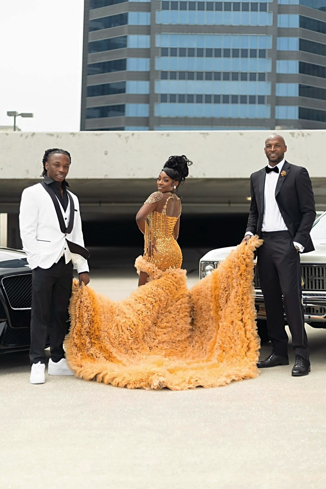 Wonderful Yellow Long Sleeves High Neck Beadings Prom Dresses With Puffy Layers