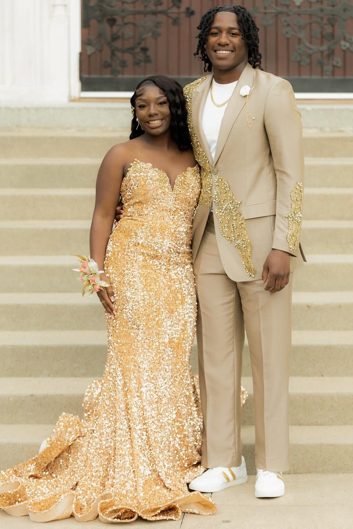 Gorgeous Golden Sweetheart Mermaid Sequins Prom Dresses