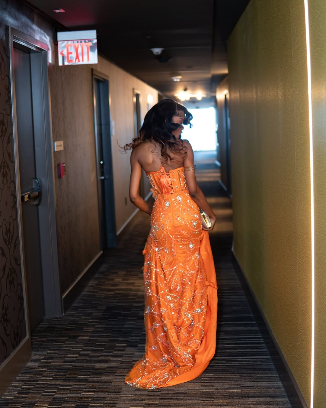 Luxury Orange Sweetheart Mermaid Crystals Beadings Prom Dresses