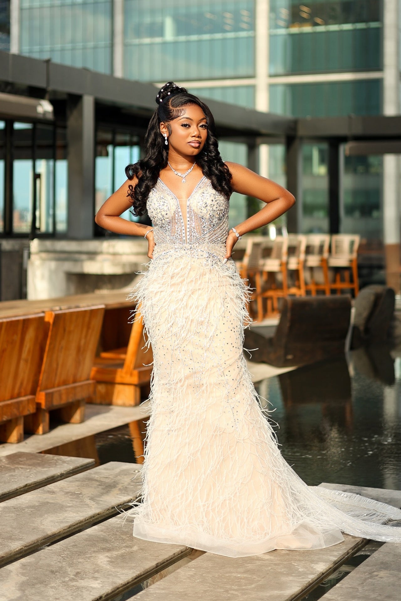 Generous V Neck Mermaid Beadings Prom Dresses