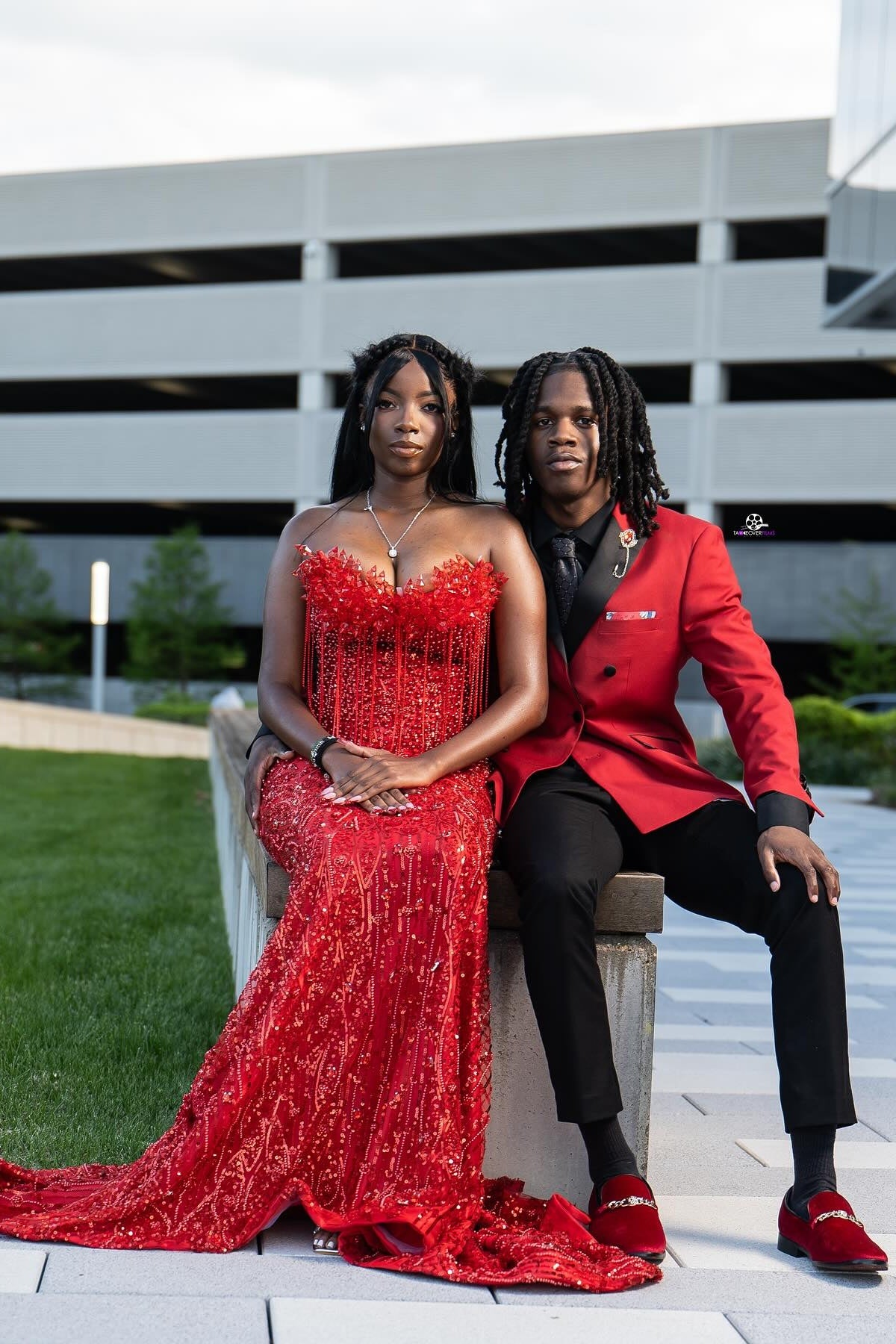 Sexy Red Sweetheart Mermaid Beadings Sequins Prom Dresses With Crystal