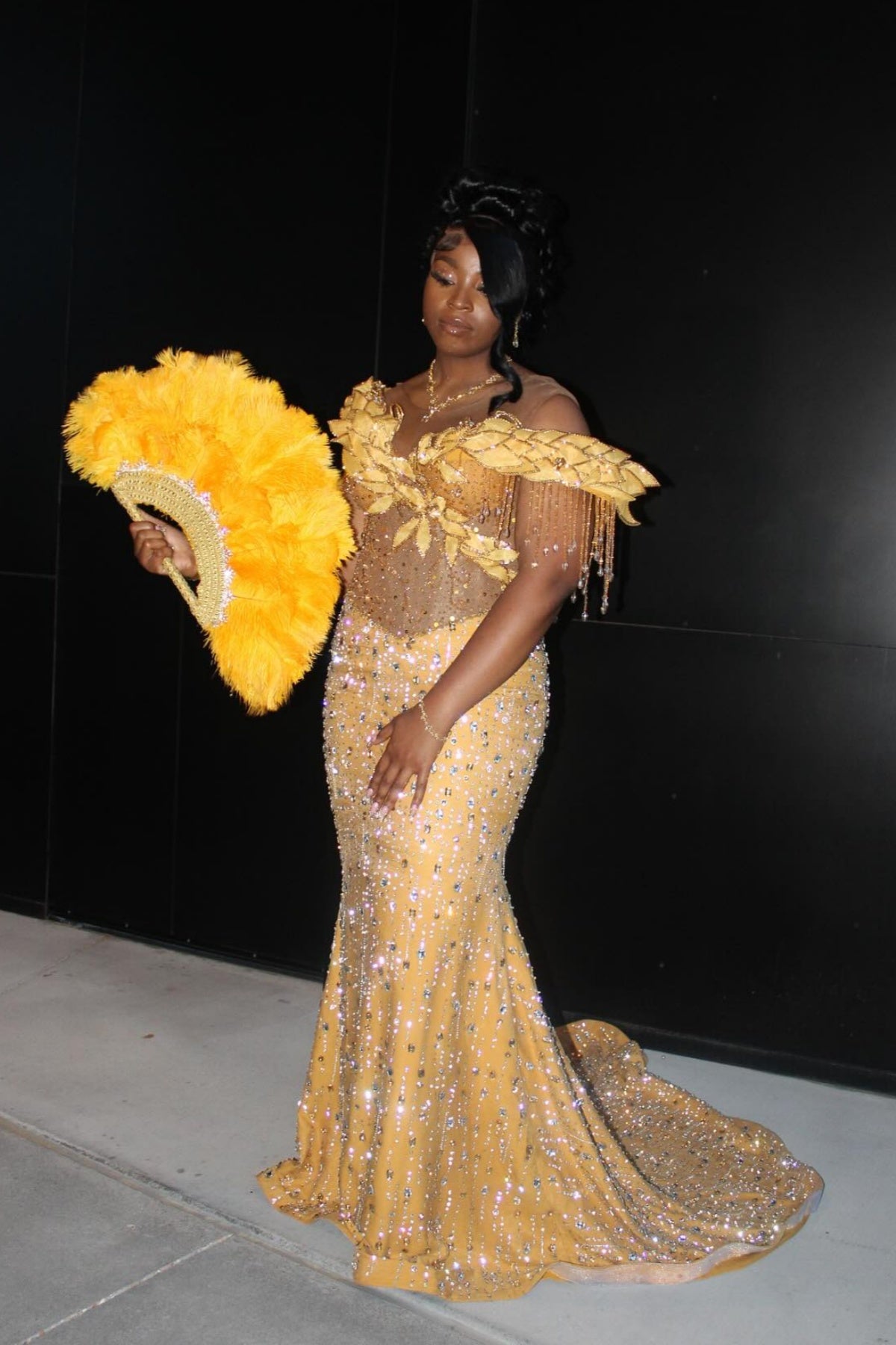 Gentle Yellow Jewel Mermaid Tassel Beadings Prom Dresses With Crystal