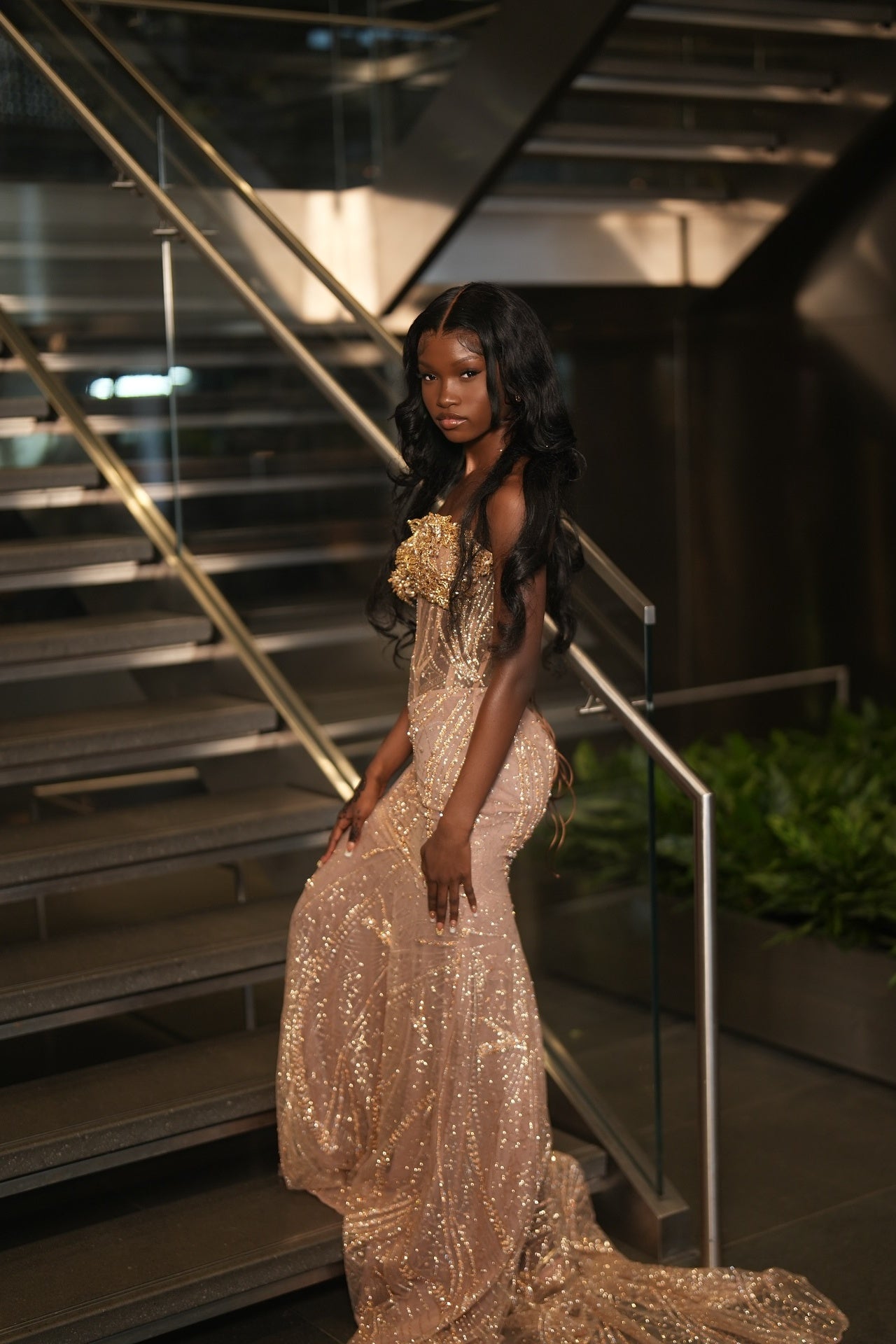 Nectarean Golden Sweetheart Mermaid Beadings Sequins Prom Dresses