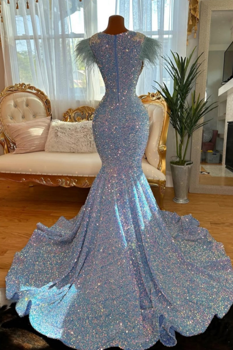 Sparkle Sleeveless Beadings Mermaid Prom Dresses With Zipper Back