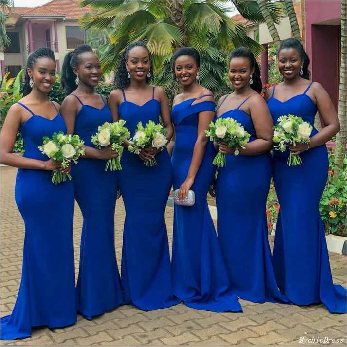 Dignified Royal Blue Spaghetti Straps Sleeveless Bridesmaid Dresses