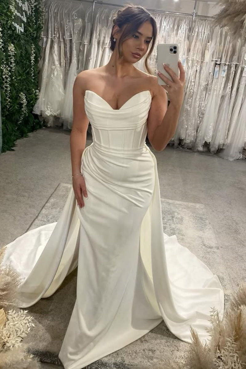 Fashion Sweetheart Soft Satin Sheath Wedding Dresses