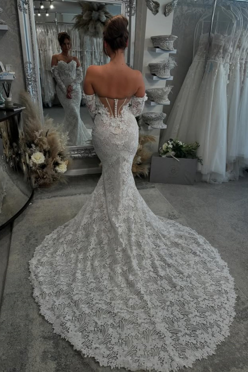 Honorable Lace Sweetheart Mermid Wedding Dresses