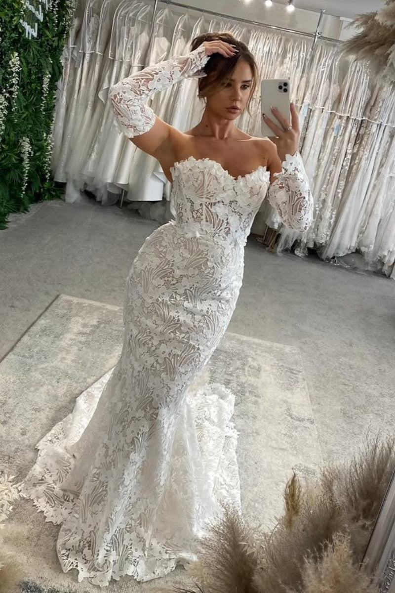 Honorable Lace Sweetheart Mermid Wedding Dresses