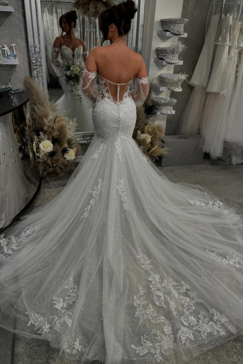 Nectarean Sweetheart Appliques Mermid Wedding Dresses