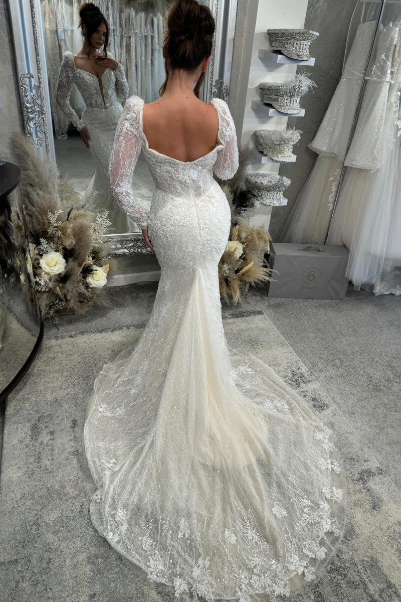 Luxury Sweetheart Lace Beadings Mermaid Wedding Dresses