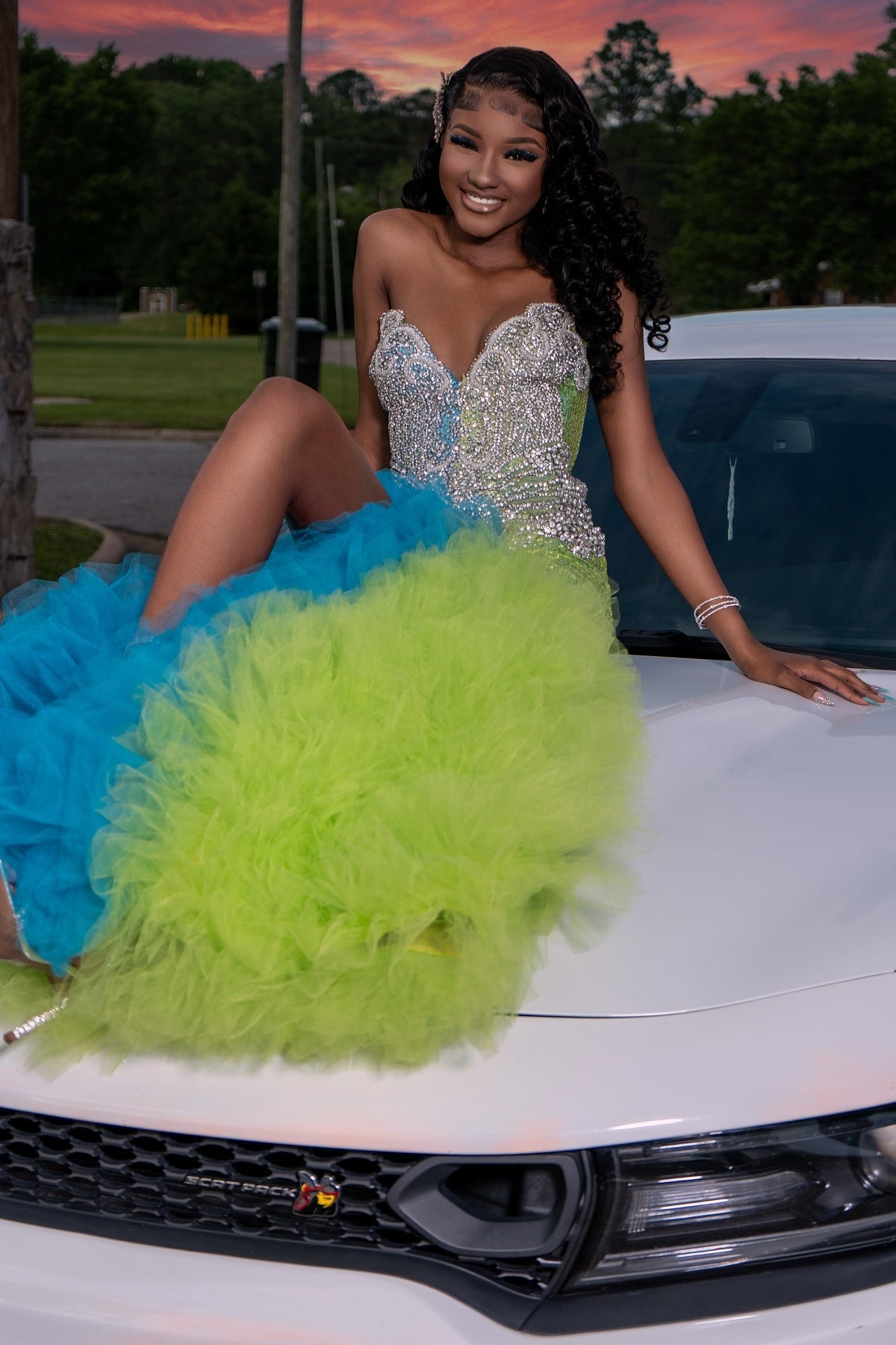 Sweetheart Beadings Side Slit Sheath Prom Dresses With Puffy Layers
