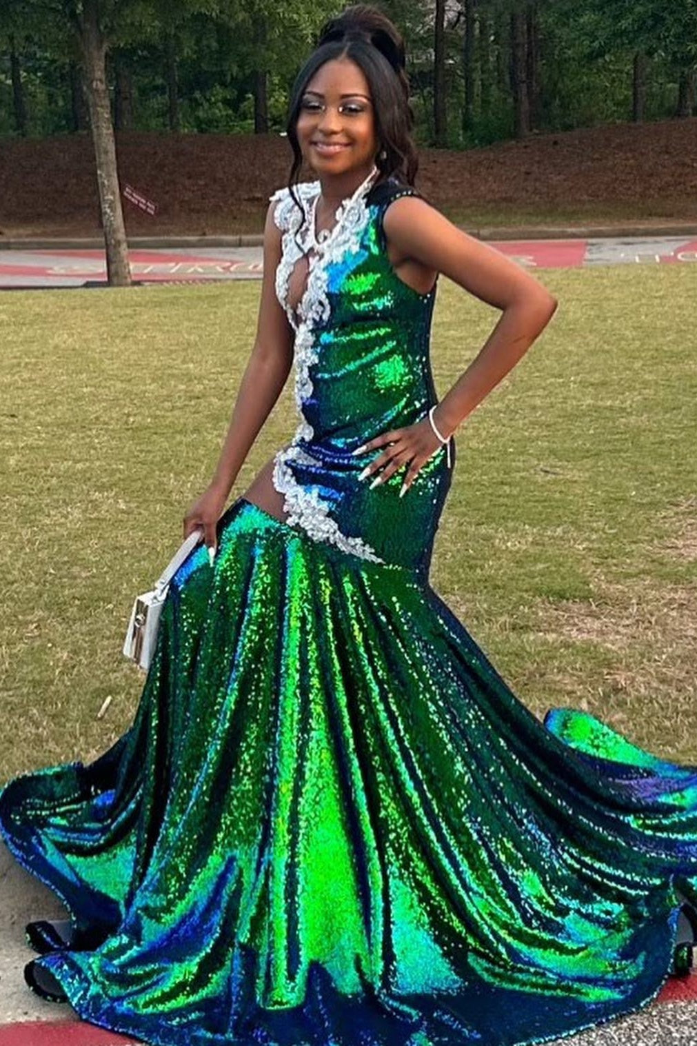 Sexy Jewel Beadings Mermaid Sequins Prom Dresses