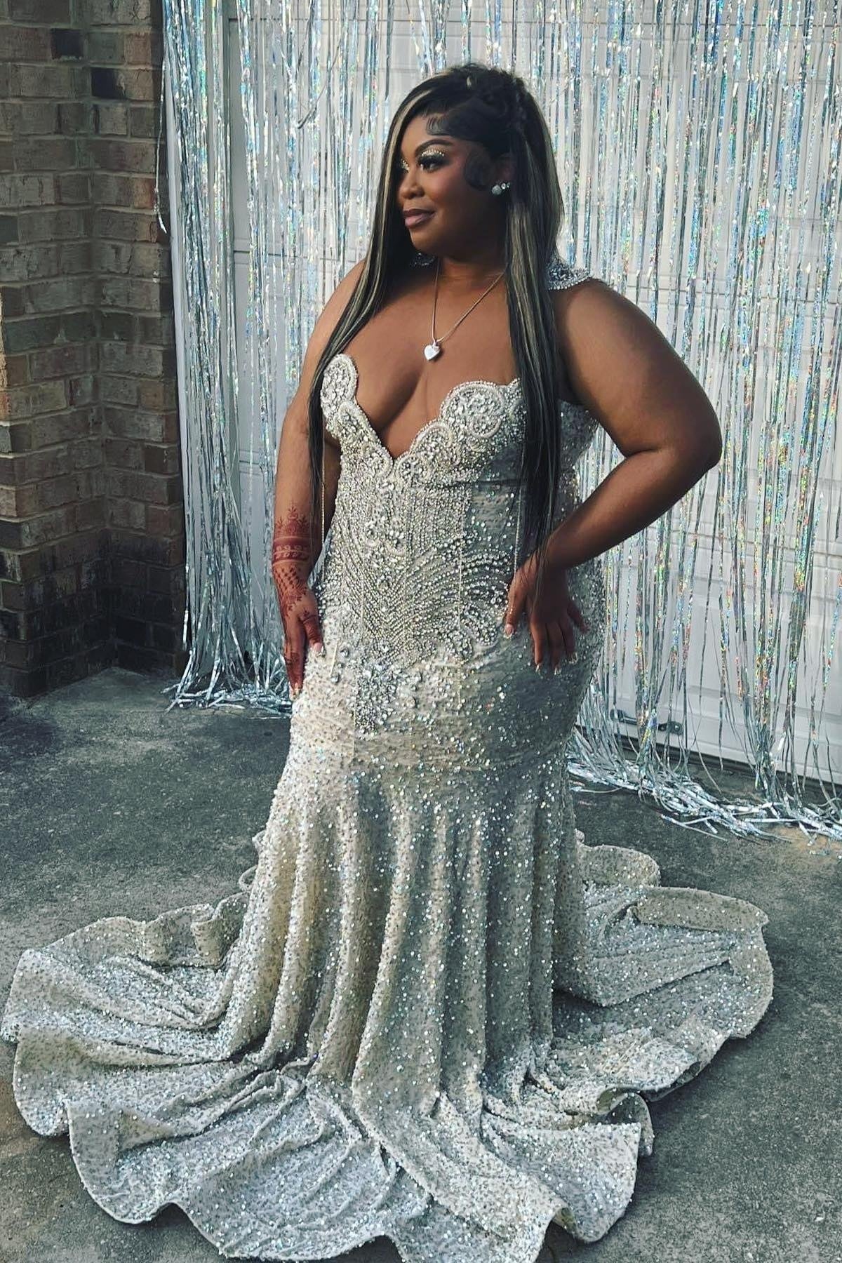 White Sequins Jewel Sequins Beadings Mermaid Prom Dresses With Tassel