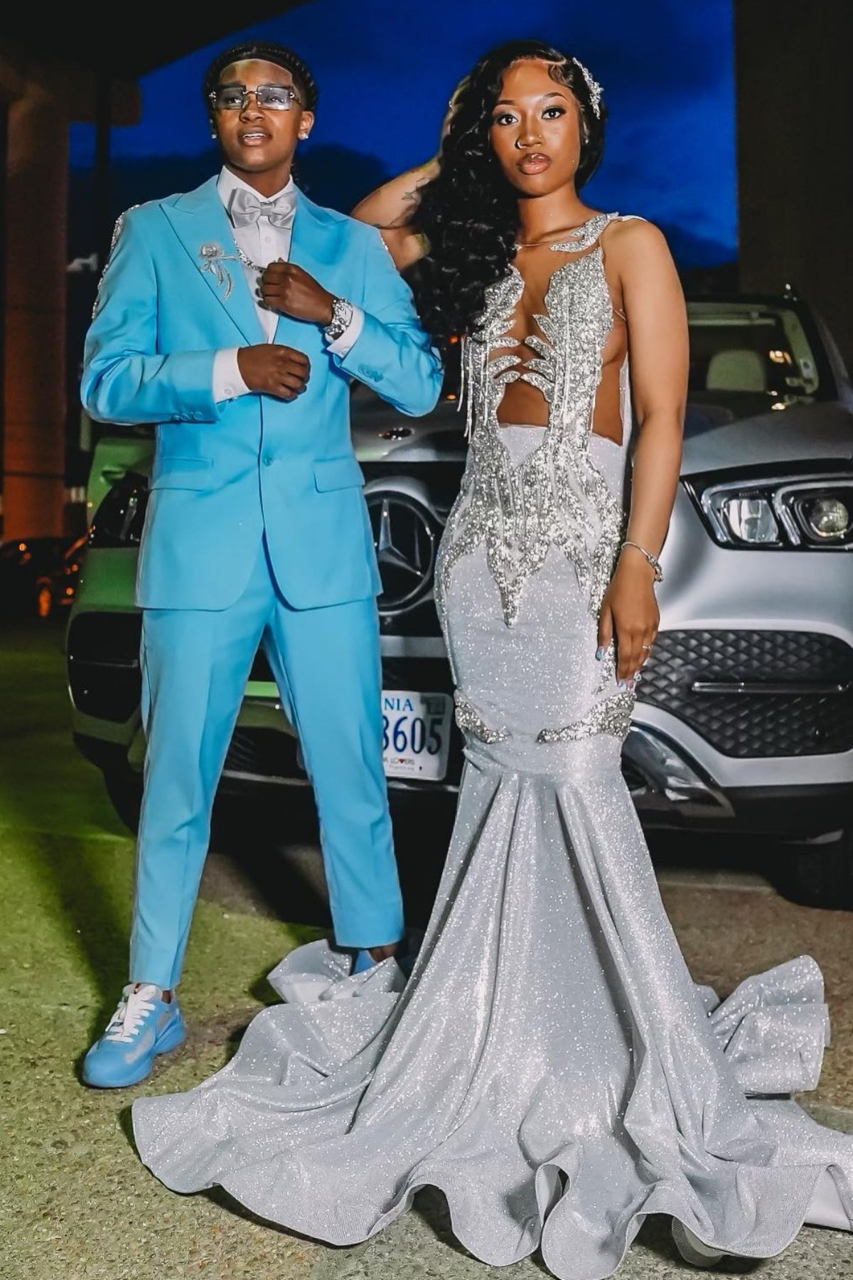 Charming Silver Gray Jewel Beadings Mermaid Prom Dresses
