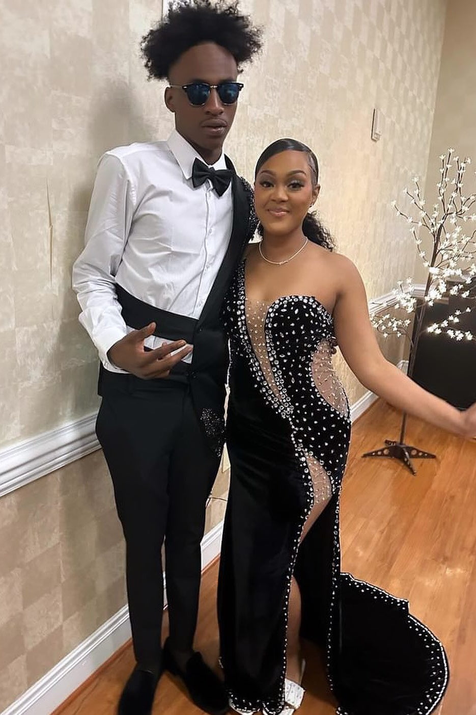 Luxury Black One Shoulder Beadings Side Slit Mermaid Prom Dresses