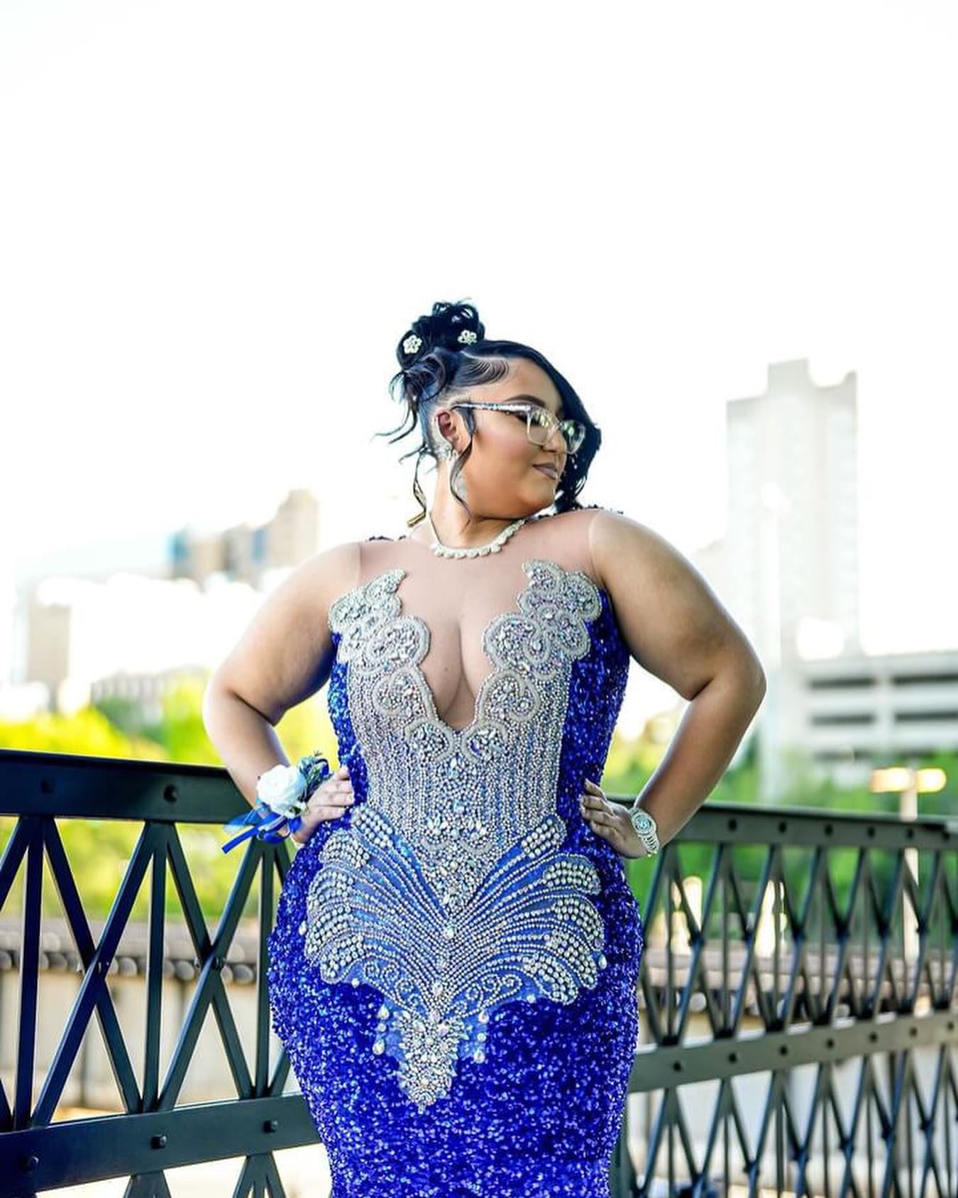 Gorgeous Royal Blue Beadings Sequins Mermaid Prom Dresses