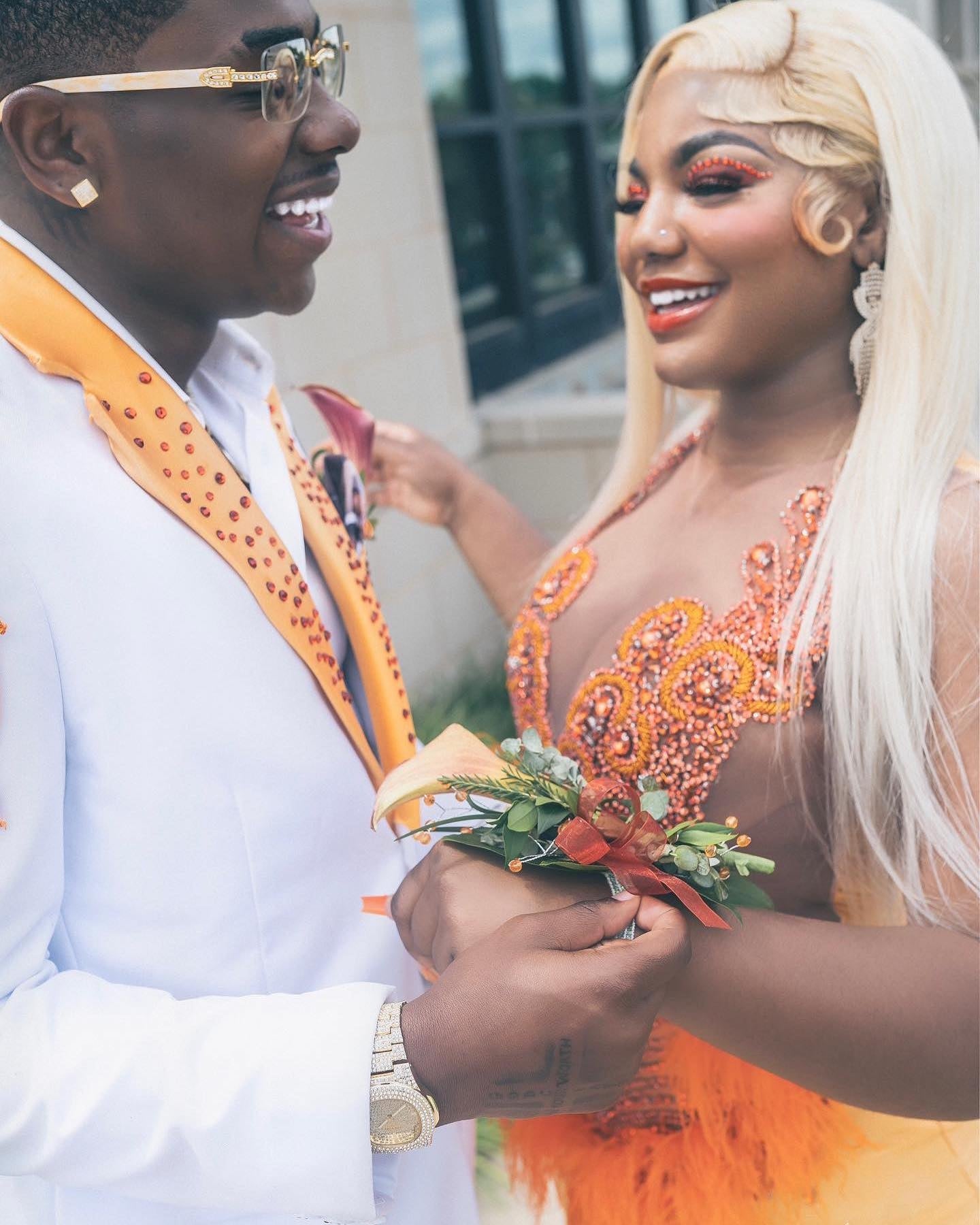 Fashion Orange Beadings Mermaid Prom Dresses With Feathers