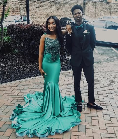 Beautiful Teal Jewel Beadings Mermaid Prom Dresses