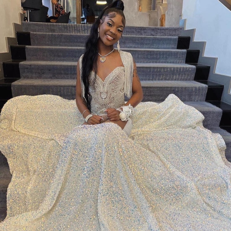 Sparkle Sweetheart Sequins Mermaid Prom Dresses With Appliques