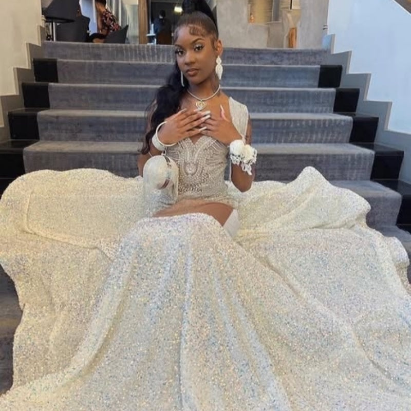 Sparkle Sweetheart Sequins Mermaid Prom Dresses With Appliques