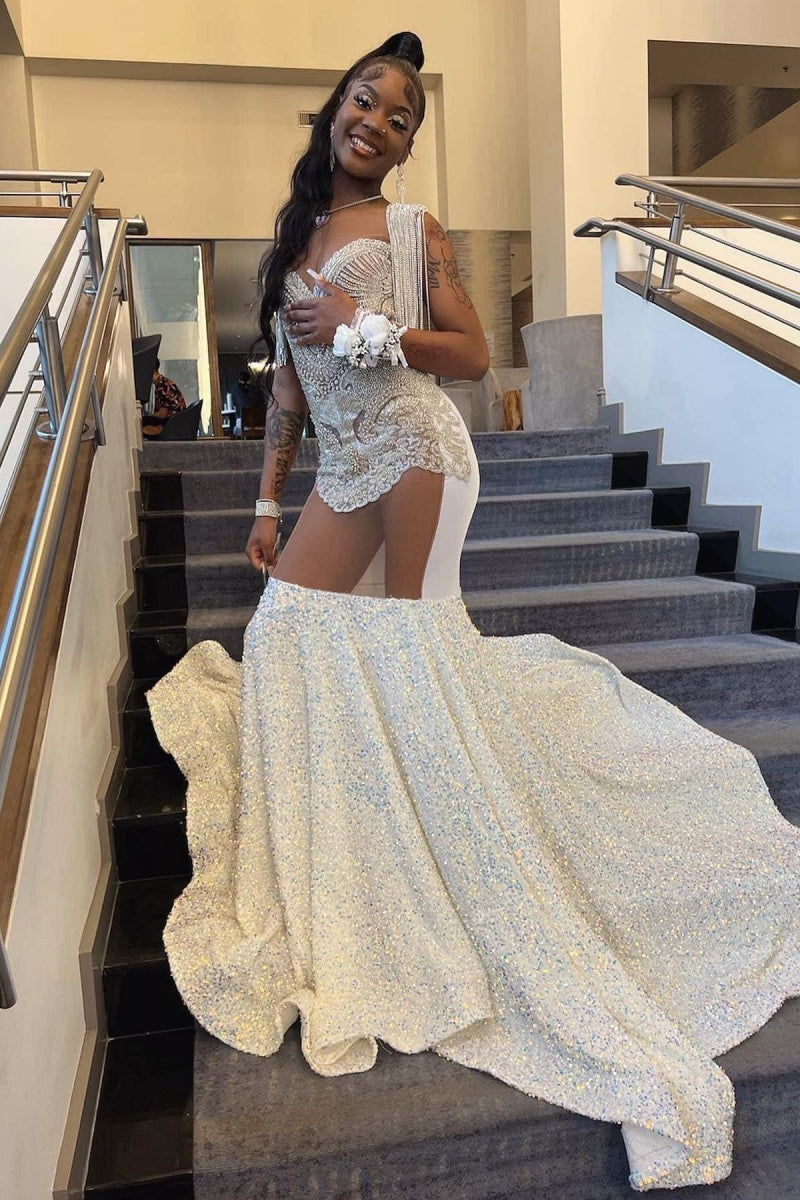 Sparkle Sweetheart Sequins Mermaid Prom Dresses With Appliques