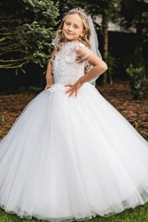 Beautiful Ball Gown Appliques Beadings Flower Girl Dresses