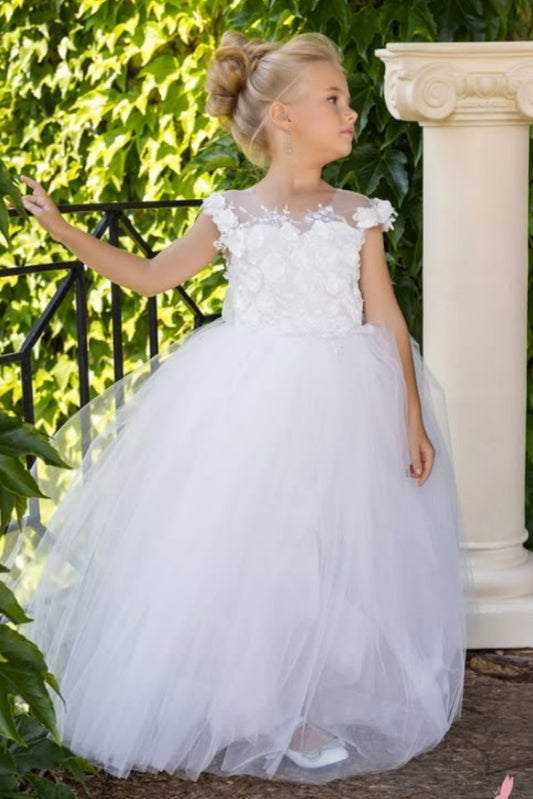 Lovely Jewel Ball Gown Appliques Lace Flower Girl Dresses