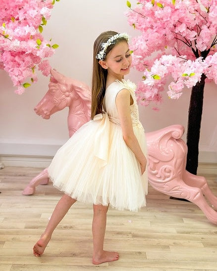 Fancy One Shoulder Appliques Tulle Flower Girl Dresses