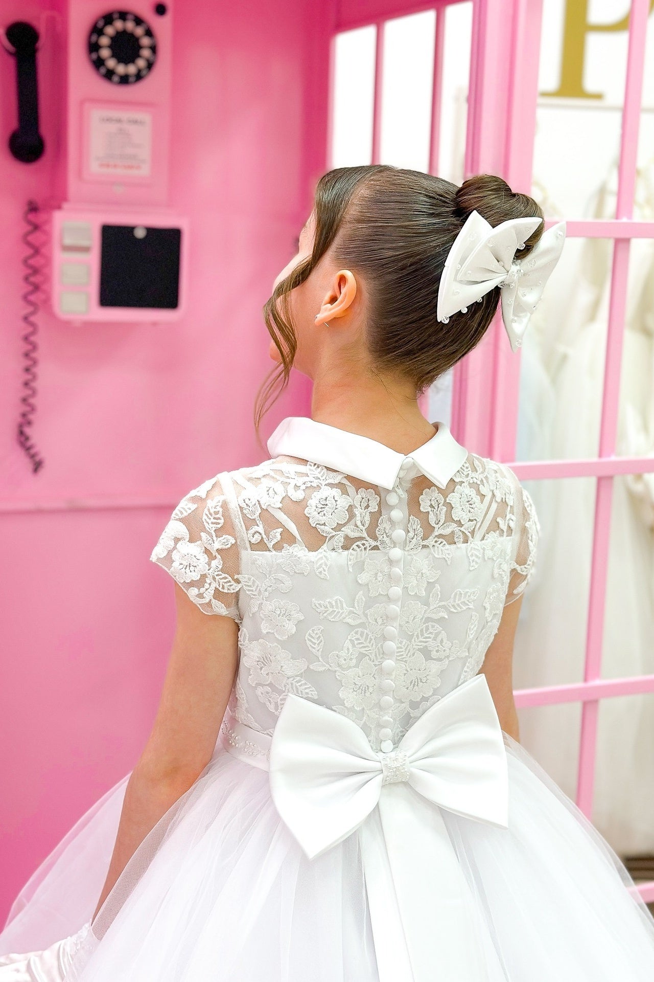Fashion Ball Gown Lace Tulle Flower Girl Dresses With Bow-knot