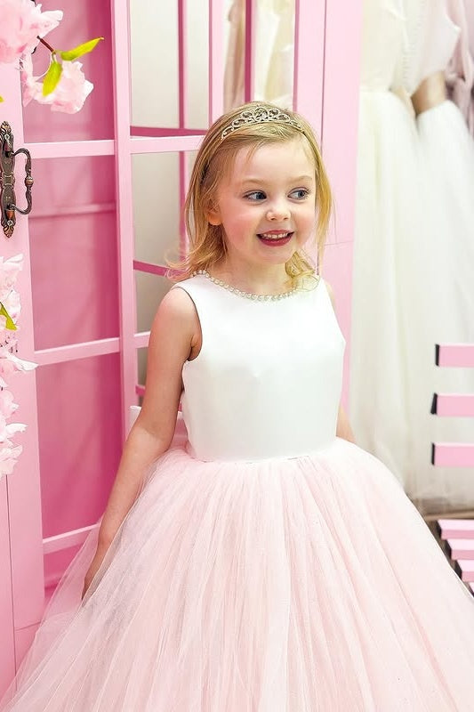 Generous Jewel Ball Gown Sleeveless Tulle Flower Girl Dresses With Beadings
