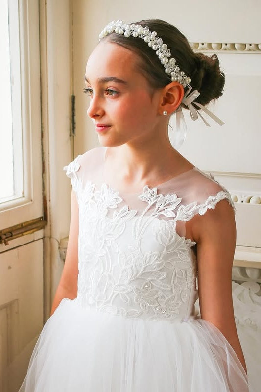 Wonderful Jewel Ball Gown Sleeveless Appliques Lace Tulle Flower Girl Dresses