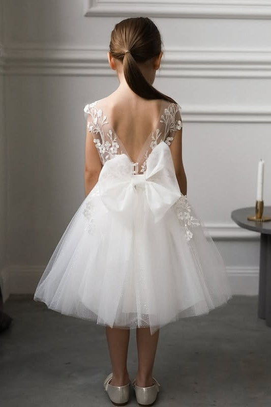 Exquisite Jewel Ball Gown Appliques Lace Tulle Flower Girl Dresses