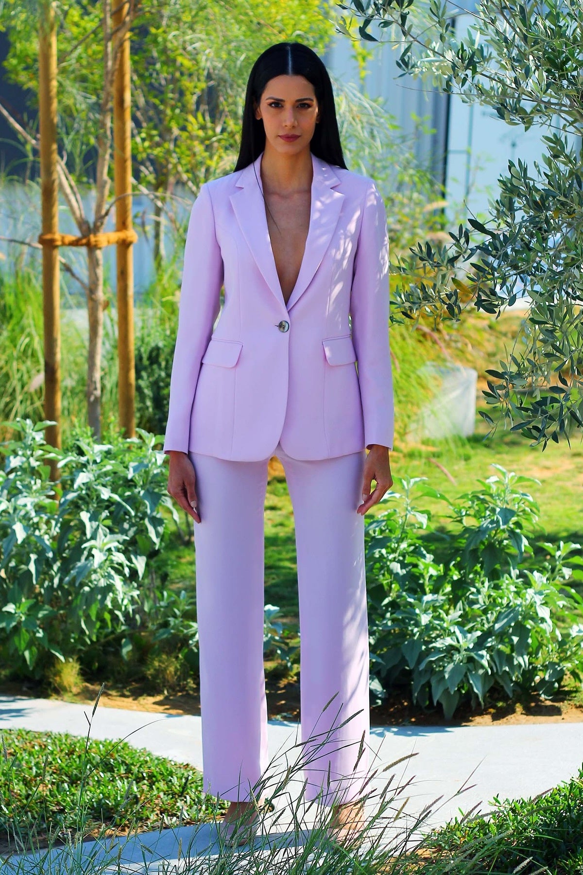 Elegant Light Purple Notch Lapel Close Fitting Women Suits