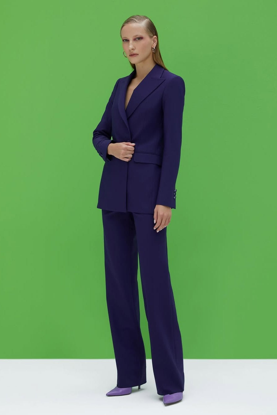 Modern Dark Purple Double Breasted Women Suits