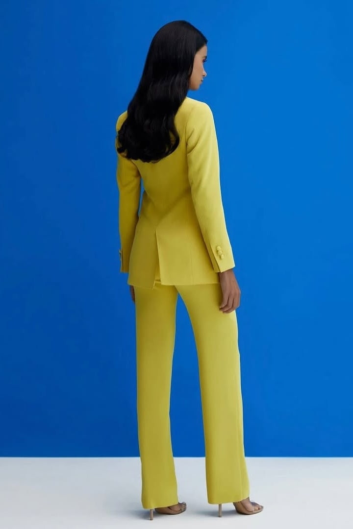 Elegant Orange Notch Lapel Close Fitting Women Suits