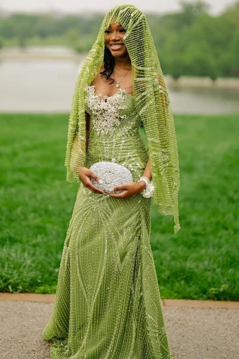 Exquisite Lace Sweetheart Sheath Prom Dresses With Appliques And Beadings
