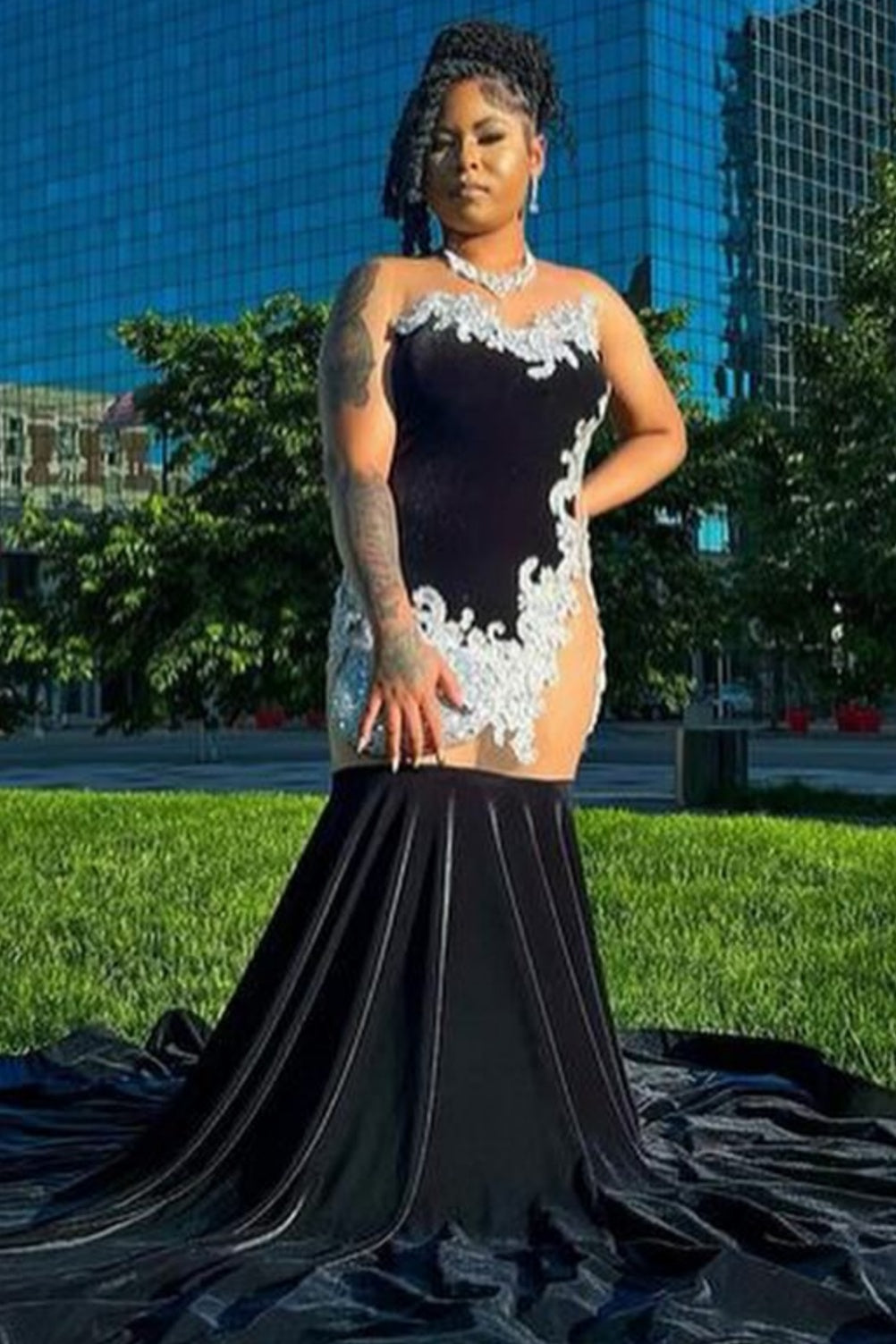 Generous Black Jewel Beading Mermaid Prom Dresses