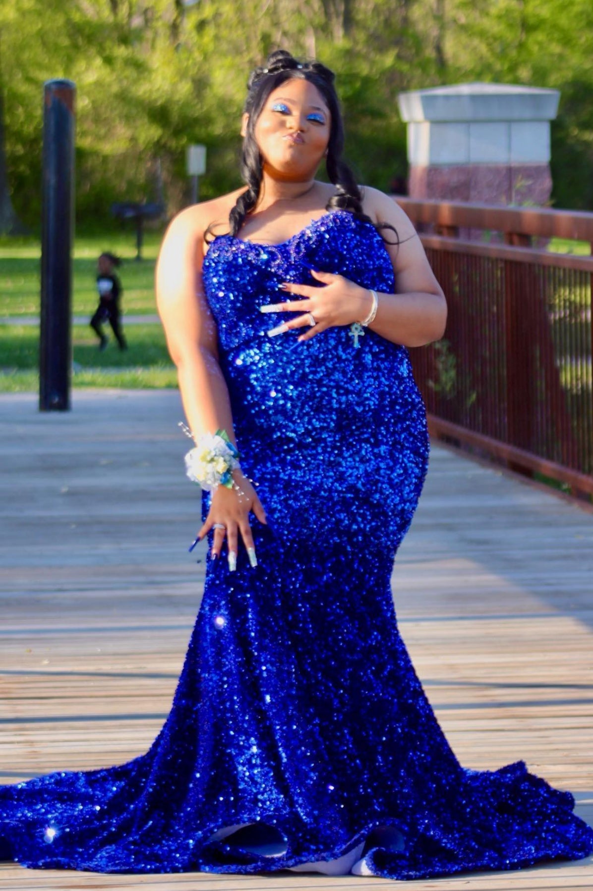 Fashion Royal Blue Sparkle Sequins Mermaid Prom Dresses