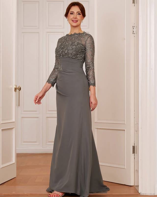 Generous Gray Lace Appliques Mother Of The Bride Dresses