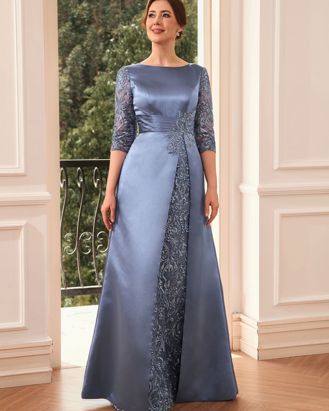 Modern Mist Blue A-Line Appliques Mother Of The Bride Dresses