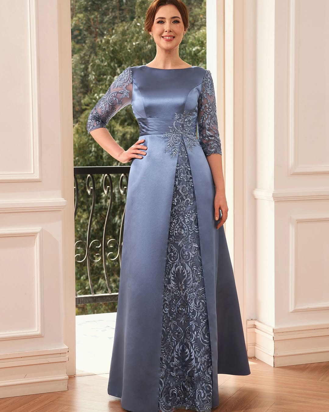 Modern Mist Blue A-Line Appliques Mother Of The Bride Dresses
