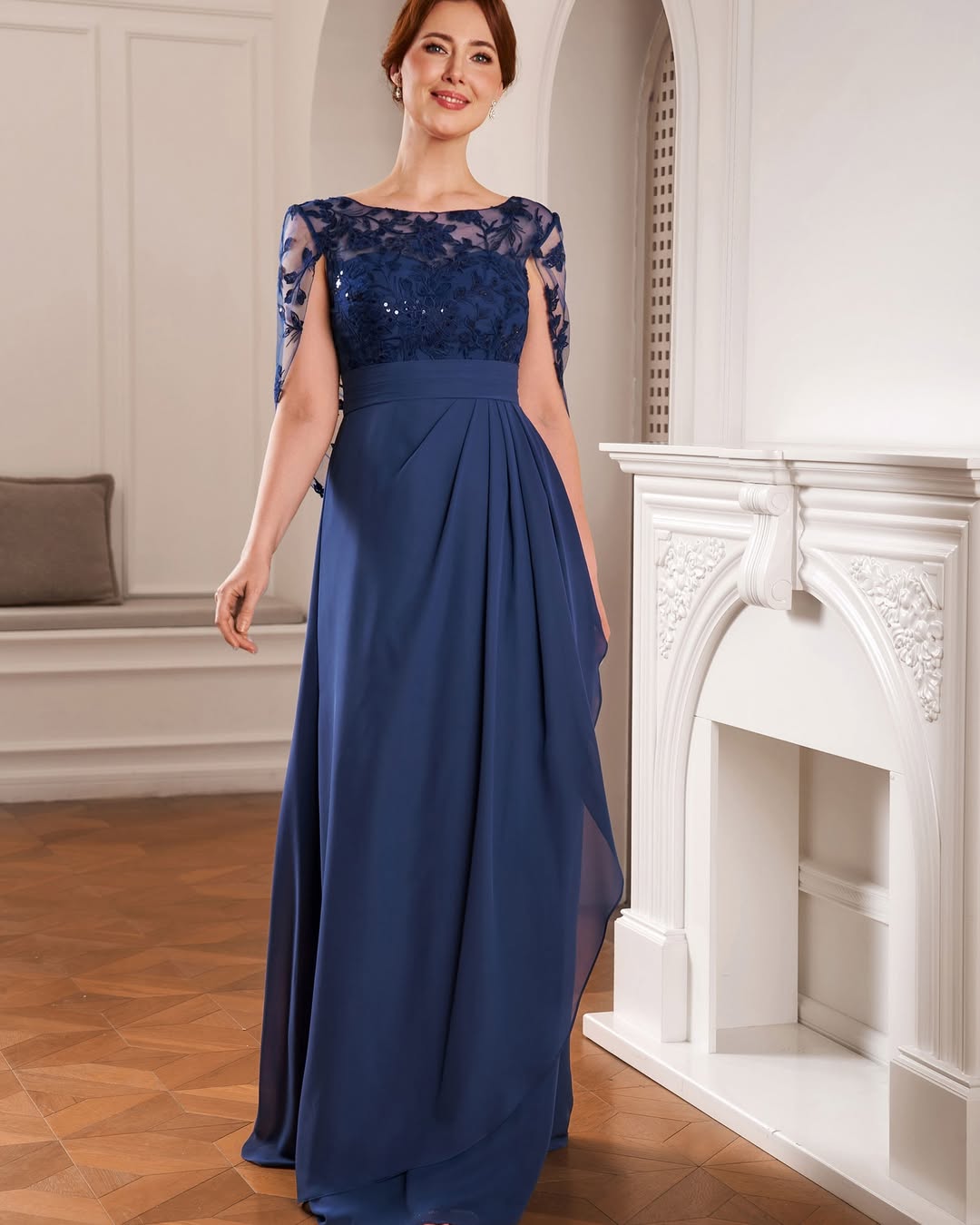 Serious Dark Blue Lace Appliques Mother Of The Bride Dresses