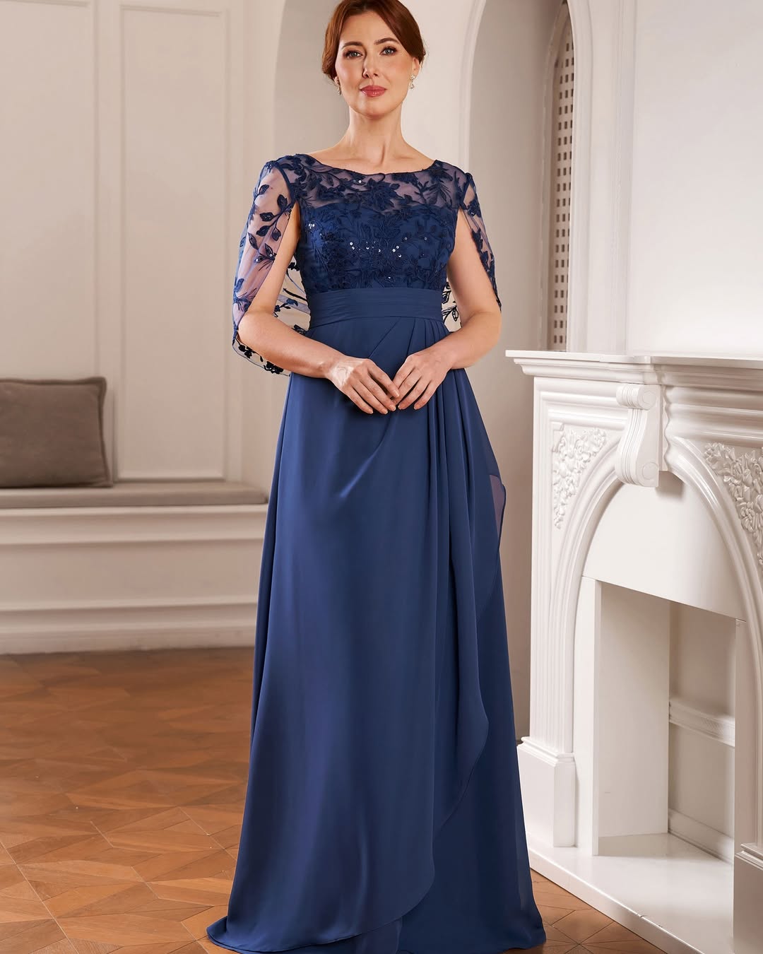 Serious Dark Blue Lace Appliques Mother Of The Bride Dresses
