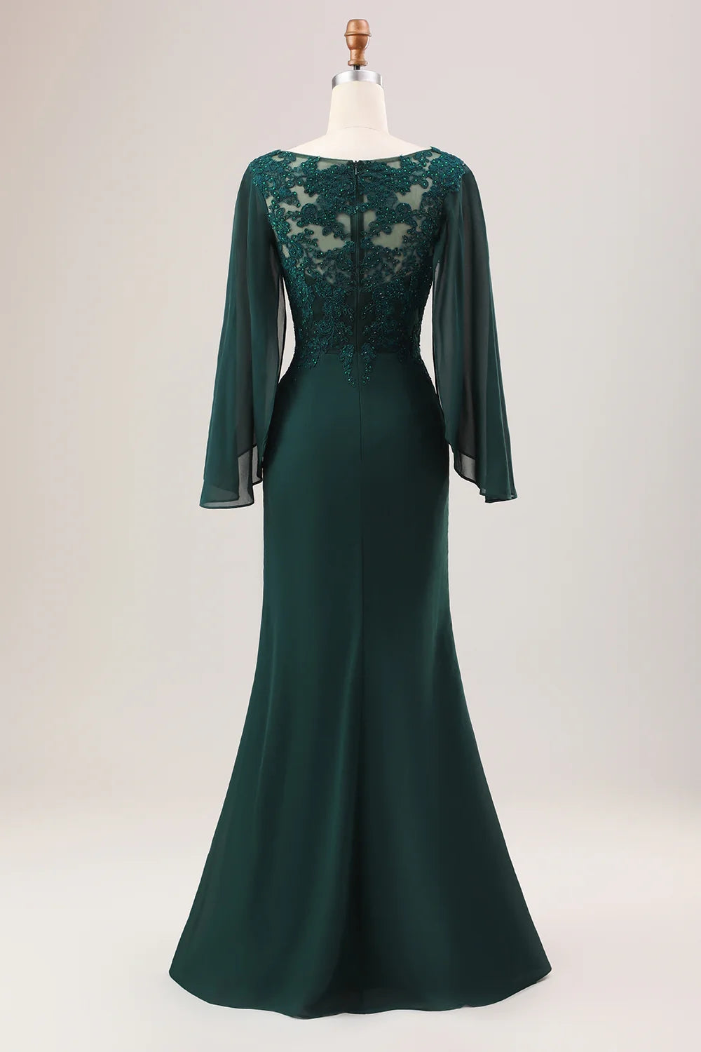 Dignified Dark Green Chiffon V-Neck Mother Of The Bride Dresses With Beadings