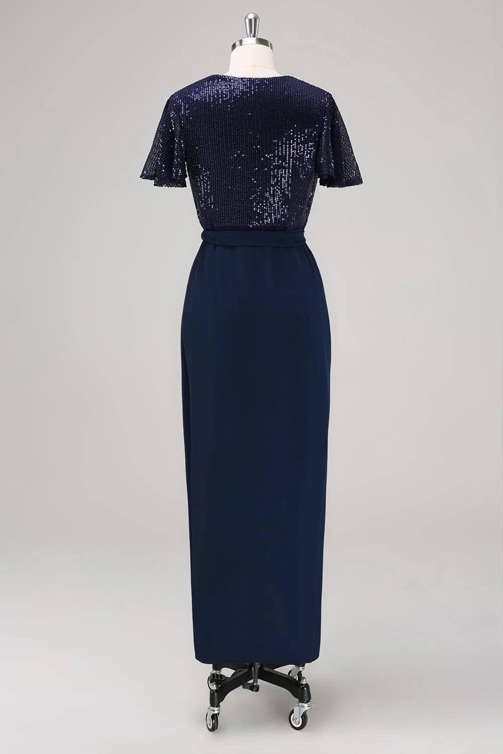 Wonderful Dark Navy Chiffon V-Neck Mother Of The Bride Dresses With Beadings